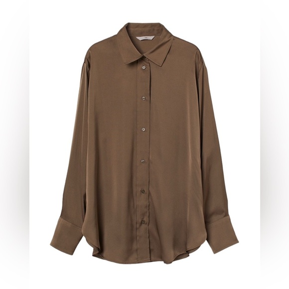 H&M shirt with a sheen long sleeves dark green - Picture 1 of 9